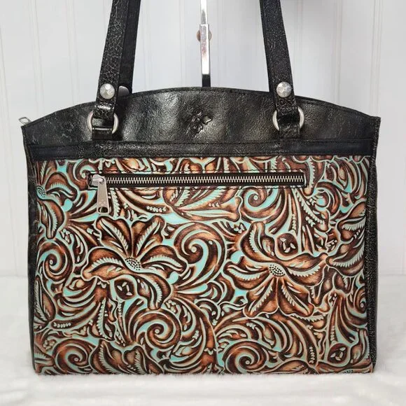 NWT Patricia Nash Leather Poppy Tote Satchel - The Tooled Turquoise Collection - Picture 2 of 9